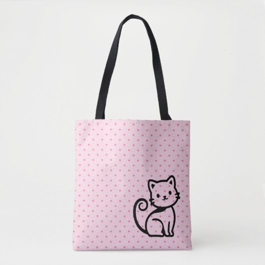 シンプルかわいい猫 トートバッグ (正面)