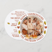 シンプルかわいい秋の感謝祭家族集合パーティー 招待状 (正面/裏面)