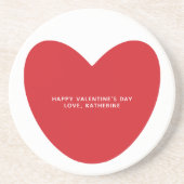 シンプルかわいい赤いハートカスタムバレンタインデー コースター (正面)
