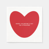 シンプルかわいい赤いハートカスタムバレンタインデー スタンダードカクテルナプキン (正面)