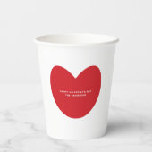 シンプルかわいい赤いハートカスタムバレンタインデー 紙コップ (裏面)
