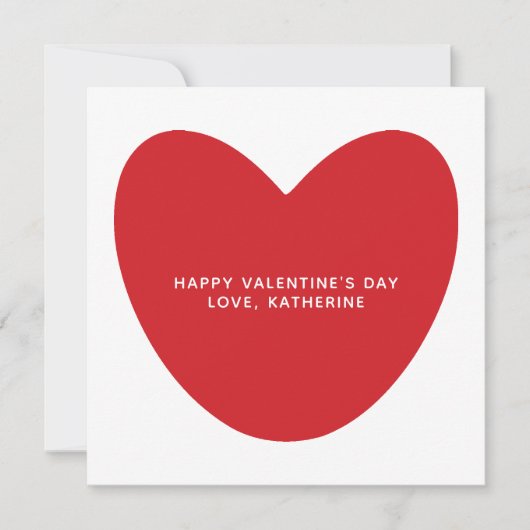 シンプルかわいい赤いハートパーソナライズされたバレンタインデー (正面)