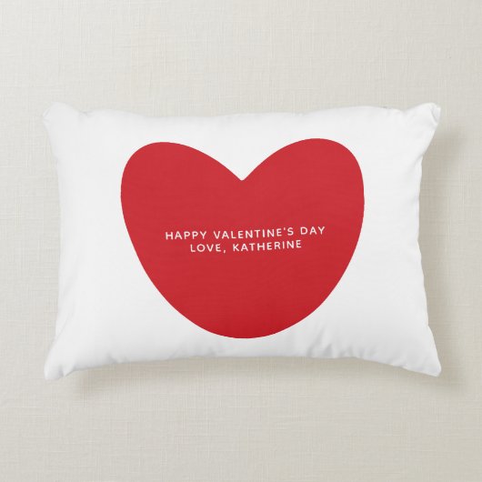 シンプルかわいい赤いハートパーソナライズされたバレンタインデー アクセントクッション (正面)