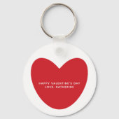 シンプルかわいい赤いハートパーソナライズされたバレンタインデー キーホルダー (正面)
