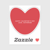 シンプルかわいい赤いハートパーソナライズされたバレンタインデー シール (シート)