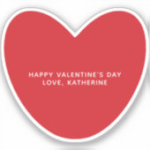 シンプルかわいい赤いハートパーソナライズされたバレンタインデー シール (正面)
