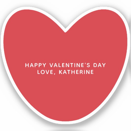 シンプルかわいい赤いハートパーソナライズされたバレンタインデー シール (正面)