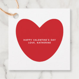 シンプルかわいい赤いハートパーソナライズされたバレンタインデー フェイバータグ