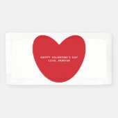 シンプルかわいい赤いハートパーソナライズされたバレンタインデー 横断幕 (横)