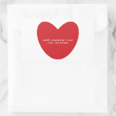 シンプルかわいい赤いハートパーソナライズされたバレンタインデー 長方形シール (バッグ)