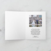 シンプルかわいい黒と白のハートの写真の結婚式 サンキューカード (内部)