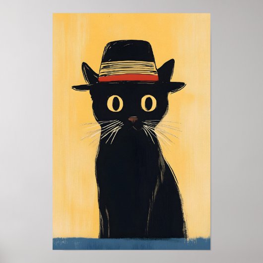シンプルかわいい黒猫デザイン ポスター (正面)