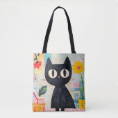 シンプルかわいい黒猫 トートバッグ (正面)