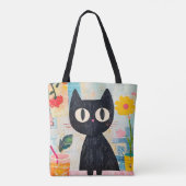 シンプルかわいい黒猫 トートバッグ (裏面)