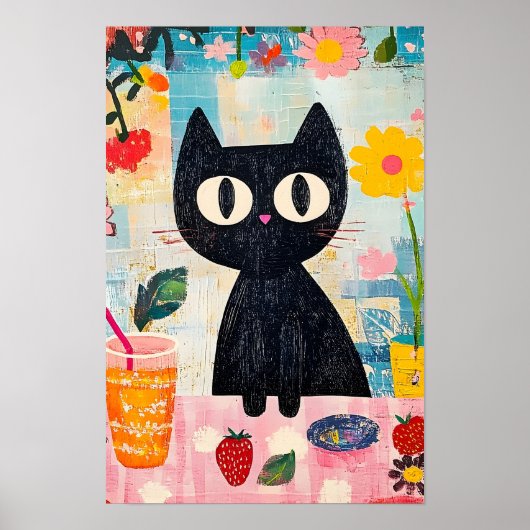 シンプルかわいい黒猫 ポスター (正面)