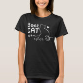 シンプルかわいい黒白ネコ好きママ Tシャツ (正面)