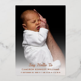 シンプルかわいい オカベ写真 新生児 ハローベイビー 誕生 箔招待状