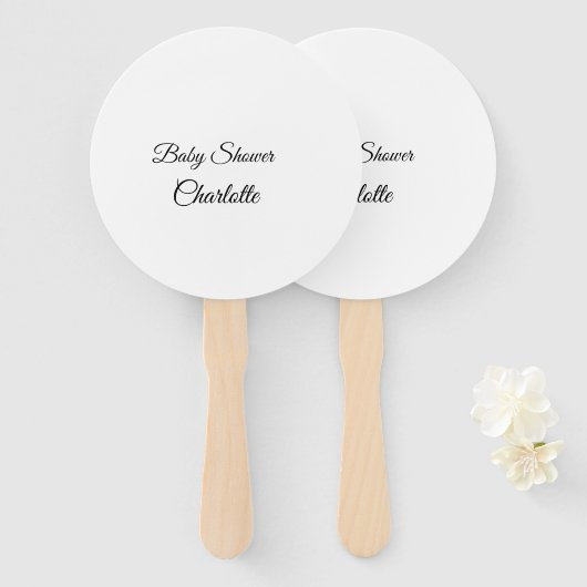 シンプルかわいこちゃん追加ミニマル名ベビー赤ちゃんシャワーThr ハンドファン (正面&裏面)
