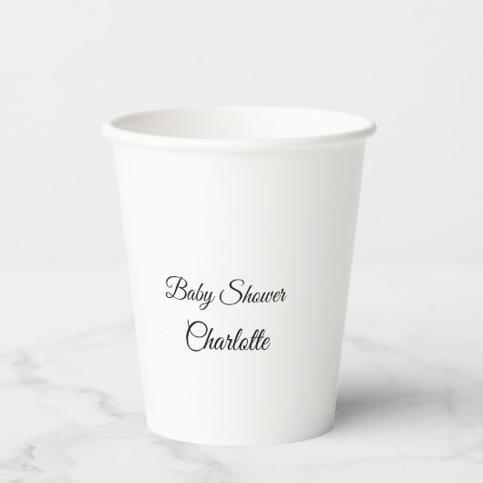 シンプルかわいこちゃん追加ミニマル名ベビー赤ちゃんシャワーThr 紙コップ (正面)