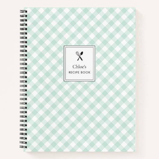 シンプルかわいらしクラシックサージグリーンジンガムレシピ ノートブック (正面)