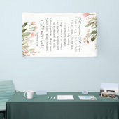 シンプルかわいらしピンクの花バイブル結婚詩 横断幕 (トレードショー)