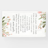 シンプルかわいらしピンクの花バイブル結婚詩 横断幕 (横)