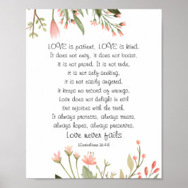 シンプルかわいらしピンクの花結婚キリスト ポスター