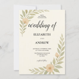 シンプルかわいらしフローラ結婚式招待状 招待状