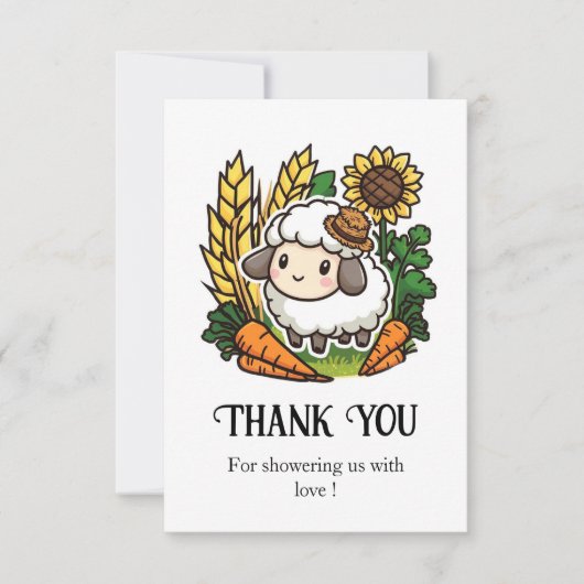 シンプルかわいらし羊の赤ちゃん サンキューカード (正面)