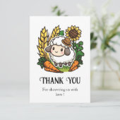 シンプルかわいらし羊の赤ちゃん サンキューカード (スタンド正面)