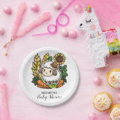 シンプルかわいらし羊の赤ちゃん ペーパープレート (パーティー)