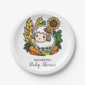 シンプルかわいらし羊の赤ちゃん ペーパープレート (正面)