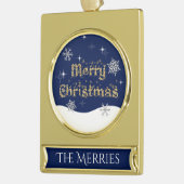 シンプルきらめくエレガントグリッタースパークル ゴールドプレートバナーオーナメント (左)