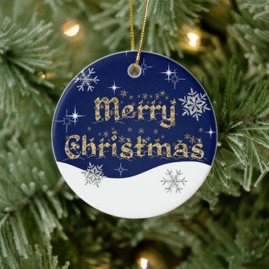 シンプルきらめくエレガントグリッタースパークル セラミックオーナメント (ツリー)