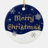 シンプルきらめくエレガントグリッタースパークル セラミックオーナメント (正面)