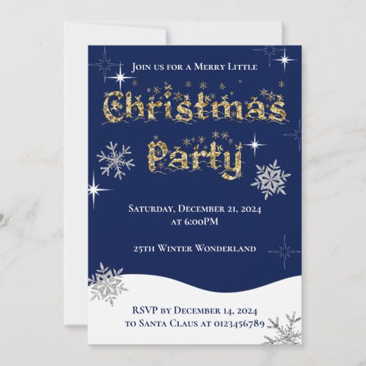 シンプルきらめくエレガントグリッタースパークル 招待状 (正面)