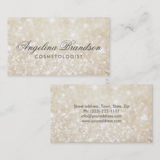 シンプルきらめくクリーム美容師カード 名刺 (正面/裏面)