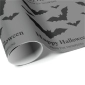 シンプルこうもりブラックシルエットONグレーハロウィーン ラッピングペーパー (ロールコーナー)