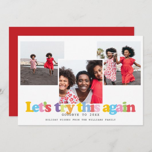 シンプルこの写真のコラージュを再モダン試行する シーズンカード (正面/裏面)