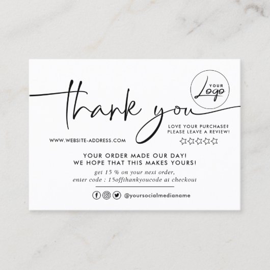 シンプルご注文お礼名刺 名刺 (正面)