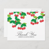 シンプルさくらんぼの結婚感謝 ポストカード (正面/裏面)