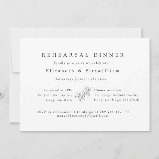 シンプルさくらんぼエレガントブロッサムリハーサルディナーInv 招待状 (正面)