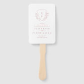 シンプルさくらんぼピンクの花モノグラムクレストハンドファン ハンドファン (正面)