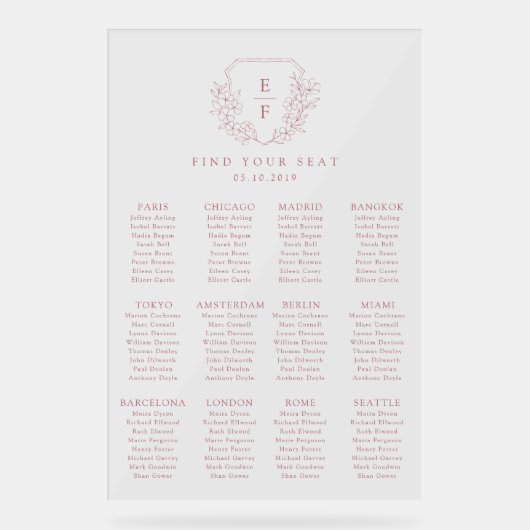 シンプルさくらんぼミニマルの座席表 アクリルサイン (正面)