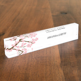シンプルさくらんぼ花桜ツリーピンク デスクネームプレート