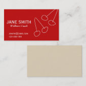 シンプルさくらんぼ赤と白ウェルネスコーチ 名刺 (正面/裏面)