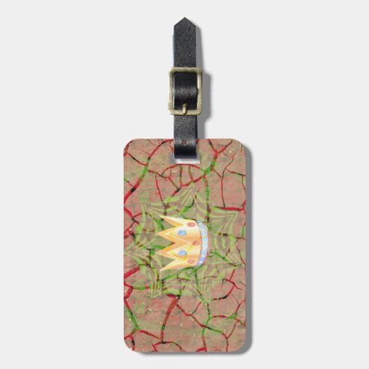 シンプルさを大切に:ひび割れた大地のロイヤルな透明感のアート ラゲッジタグ (正面縦)
