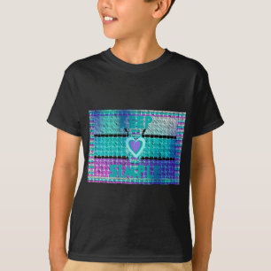 シンプルさを大切に:シアンハート&クラリティパターンアート Tシャツ