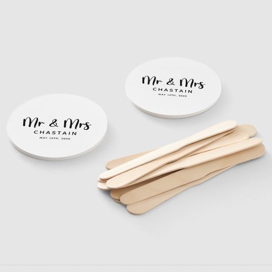 シンプルさんそしてミセス |の結婚モノグラム ハンドファン (組立なし)