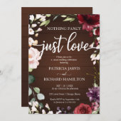 シンプルだけど愛に満ちたウェディング ラスティック フラワーズ 招待状 (正面/裏面)